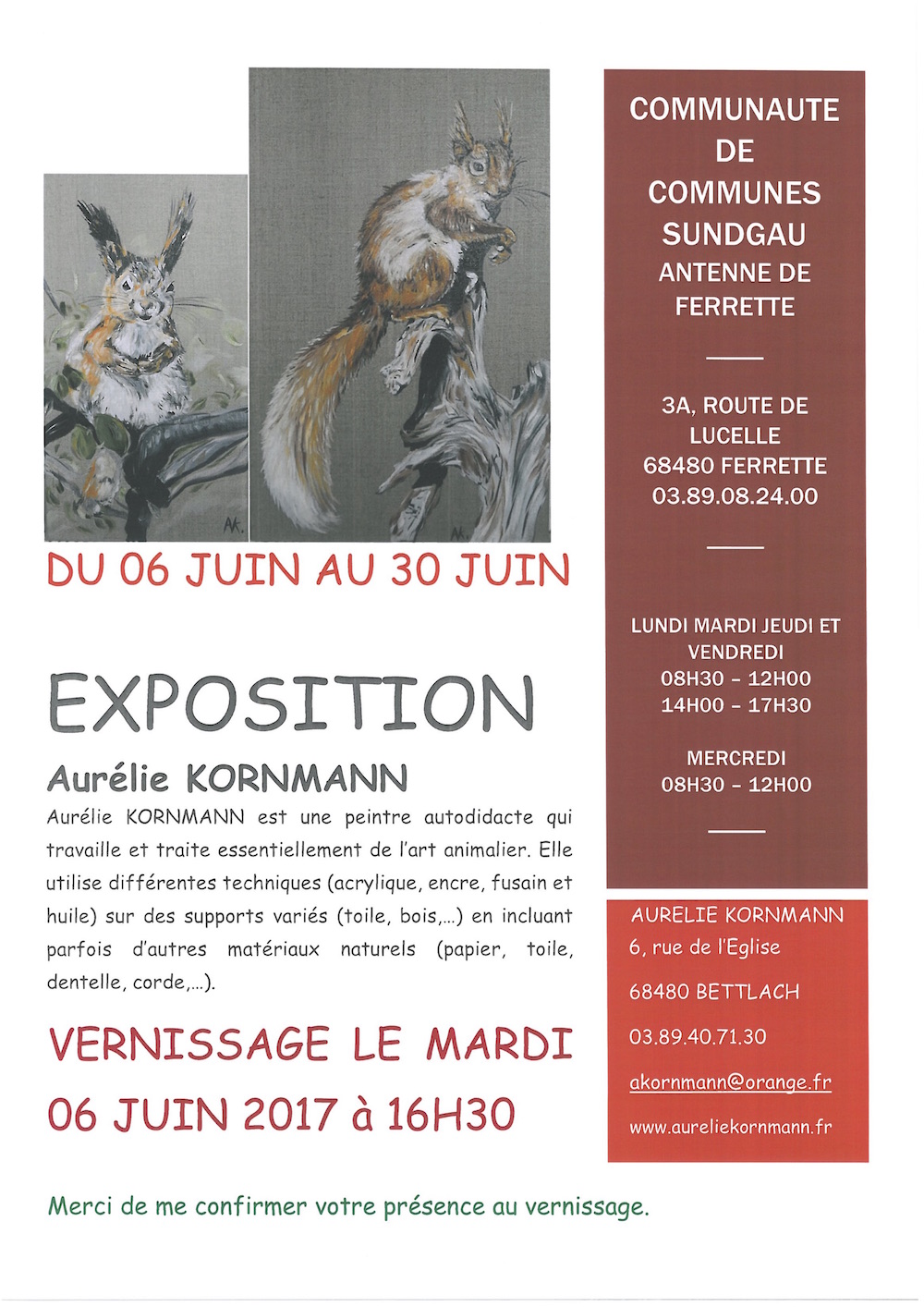 Affiche exposition de peinture comcom ferrette