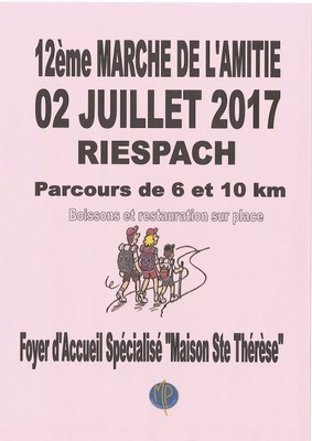 Affiche marche de l'amitié Riespach 2017
