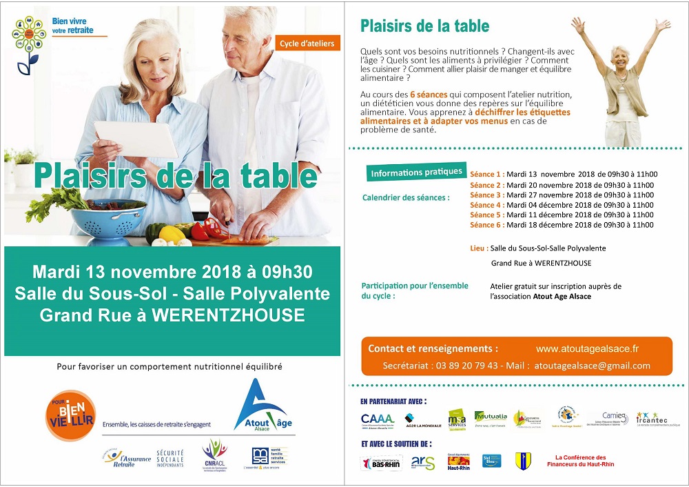 Atelier table bien vivre votre retraite 13 nov 2018