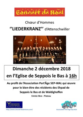Concert de Noël Liederkranz 2 decembre 2018
