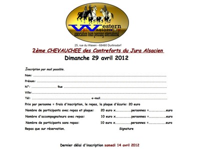 Coupon d'inscription chevauchée 2012