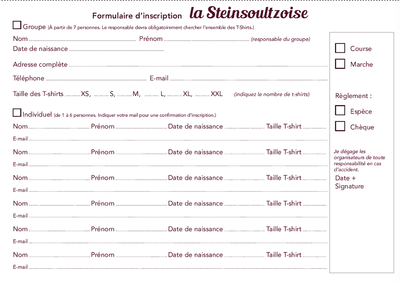 La Steinsoultzoise 2017 formulaire d'inscription