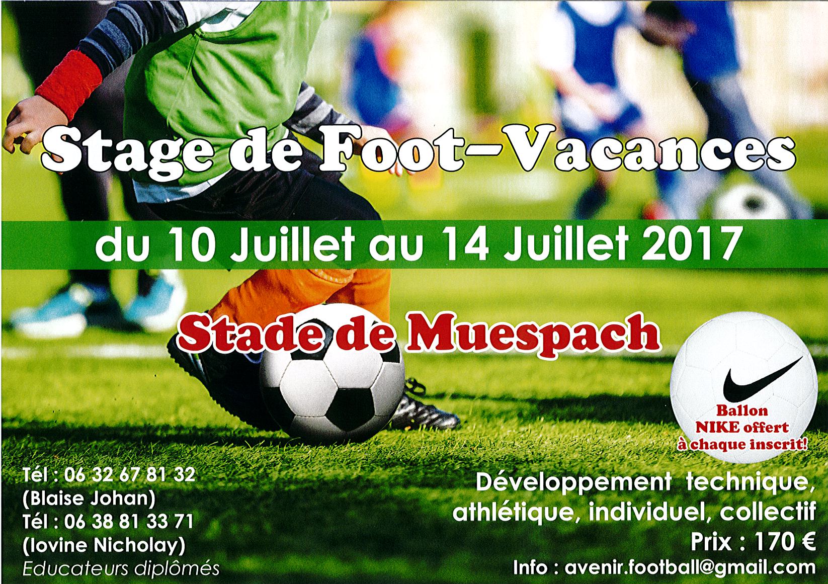 Stage de foot 1 - vacances été 2017