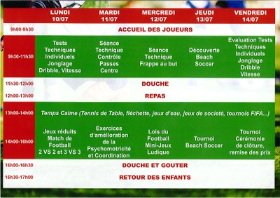  Stage de foot 2 - vacances été 2017 