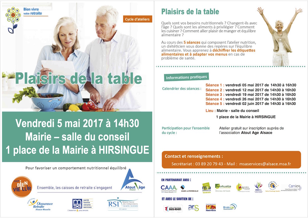 Tract Plaisirs de la table - Hirsingue mai 2017 