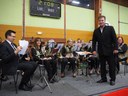 Les musiciens de l'hormonie Concordia de Waldighoffen avec son directeur, Mario Weigel, lors des voeux 2015 du maire de Waldighoffen. Concordia