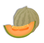 Dessin d'un melon et d'une tranche de melon.