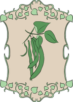 Tableau dessiné contenant une branche de haricots verts.