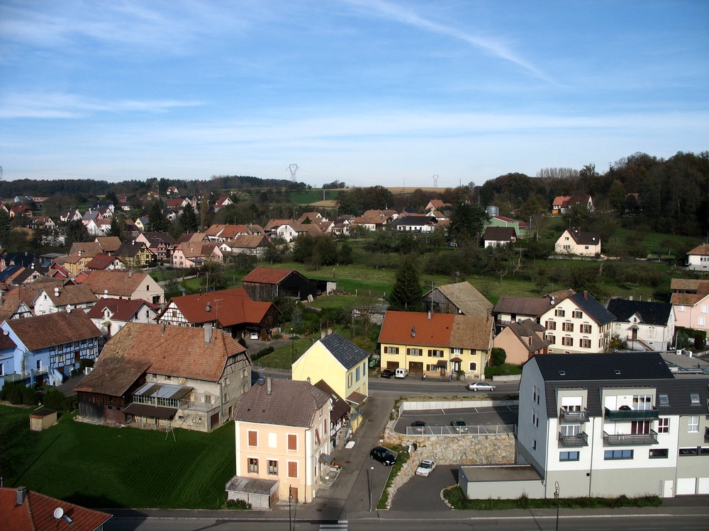 Une vue de Waldighoffen depuis le haut de la cheminée Lang