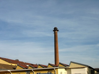 Echaffaudage tout en haut de la cheminée de Waldighoffen