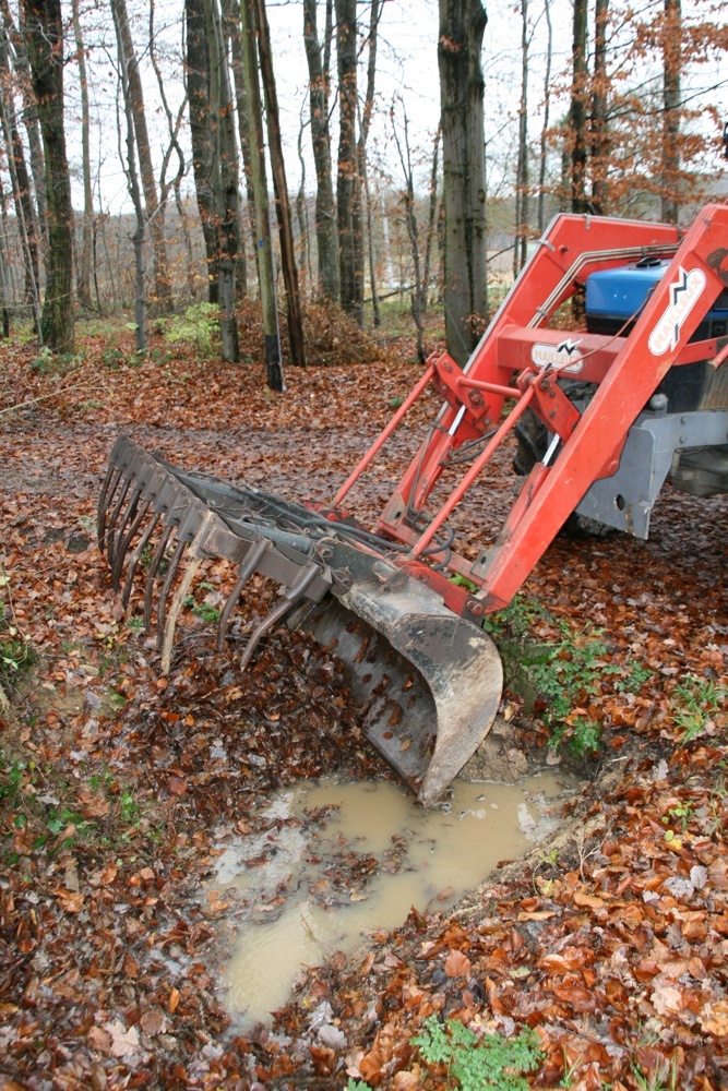 Evacuation de feuilles mortes sur le sentier forestier à Waldighoffen en 2010