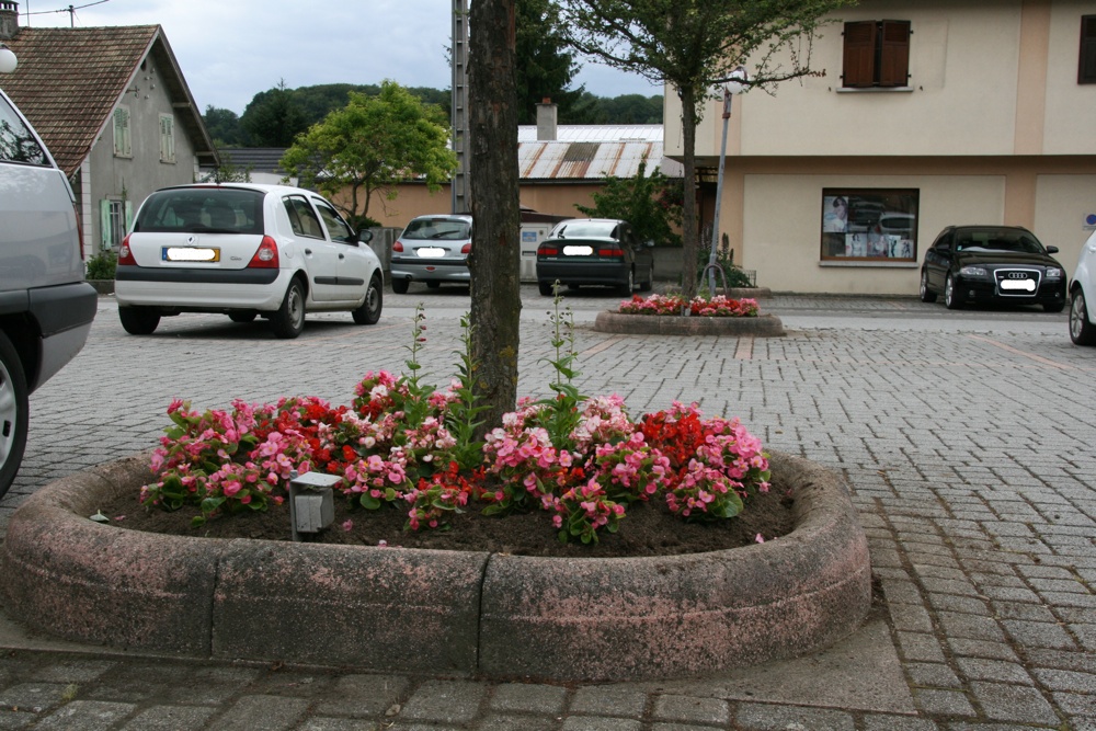 Photo parking et massifs de la place Jeanne d'Arc à Waldighoffen - 2011