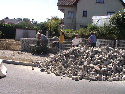 Pose de gabions à Waldighoffen, photo d'ensemble