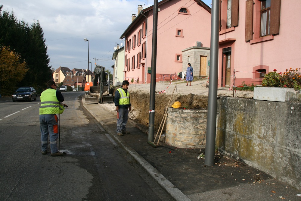 Travaux avant gabions rue du Maréchal Joffre